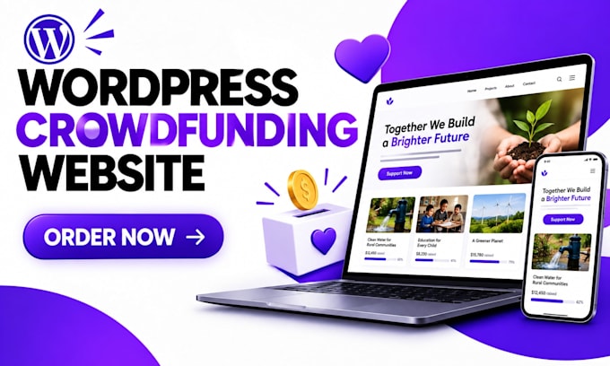 build wordpress crowdfunding website donation site kickstarter model platform