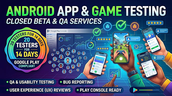 do mobile andriod app closed 12 user qa 20 usability testers website testing