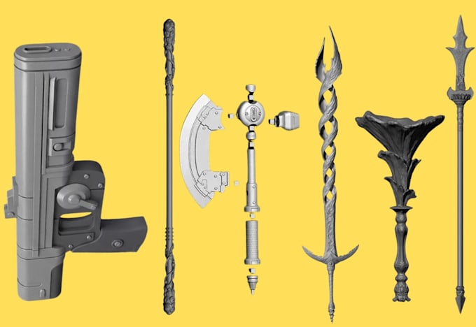 do 3d cosplay weapon model, 3d gun, 3d sword, printable 3d props for 3d printing