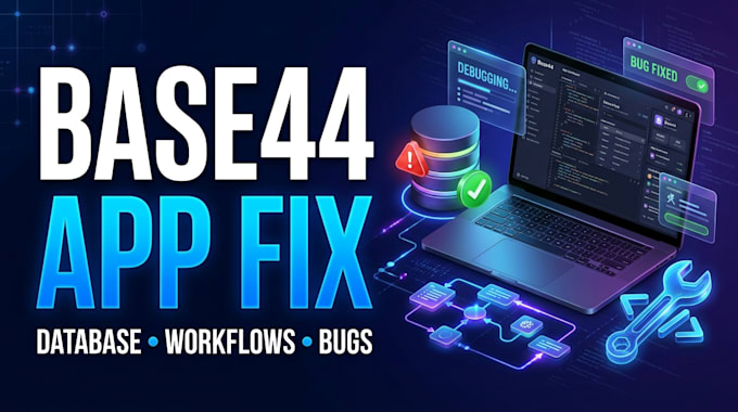 fix base44 database errors, broken workflows, and app bugs