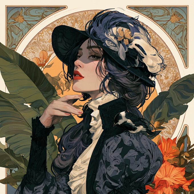 do illustrations in art nouveau style