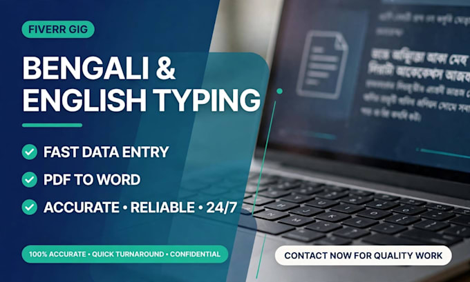 do bengali and english typing and fast data entry
