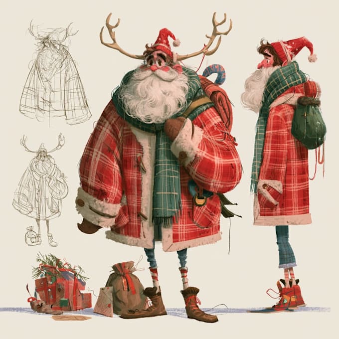 freehand style christmas character