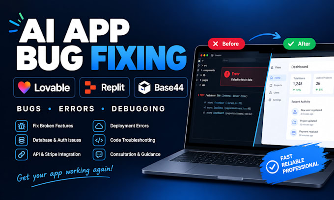 fix and debug your lovable replit or base44 app