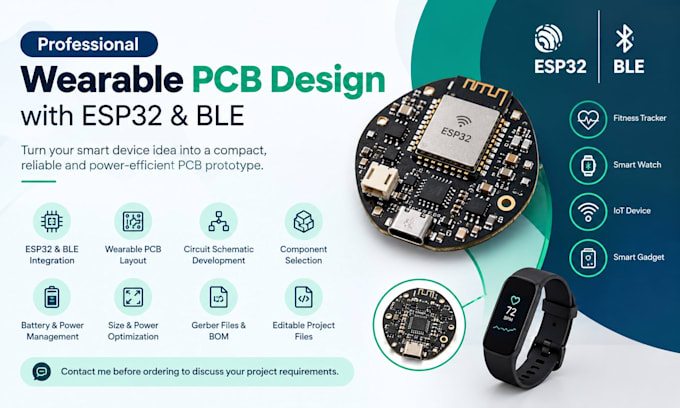 design wearable pcb with ble, esp32 for smart device prototype