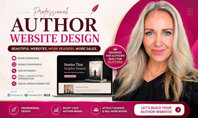 design a wordpress author website, writer website, ebook website, author website