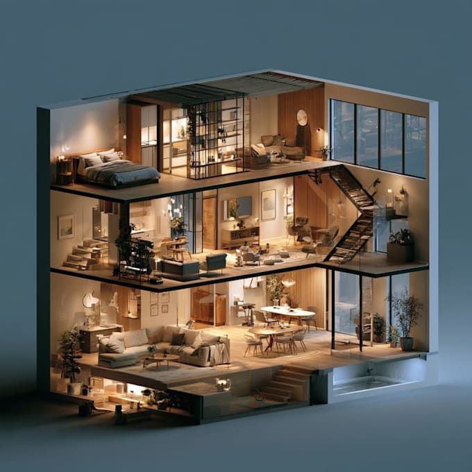 interior design and realistic a rendering