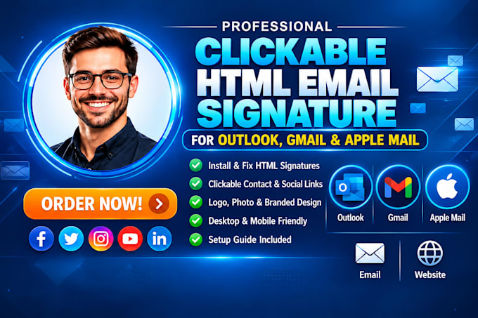 make clickable HTML email signature outlook gmail apple mail
