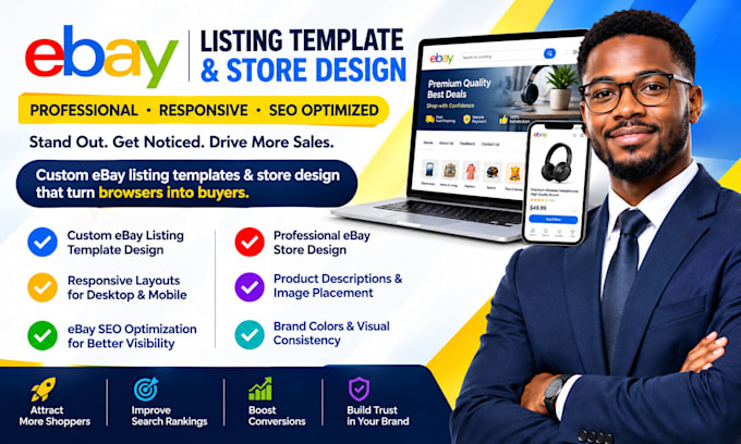 design responsive ebay listing template, ebay template, ebay seo optimized
