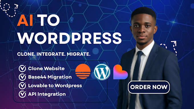 clone website, base44 migration, api integration, claude, lovable to wordpress