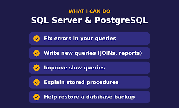 fix and optimize your sql server or postgresql query