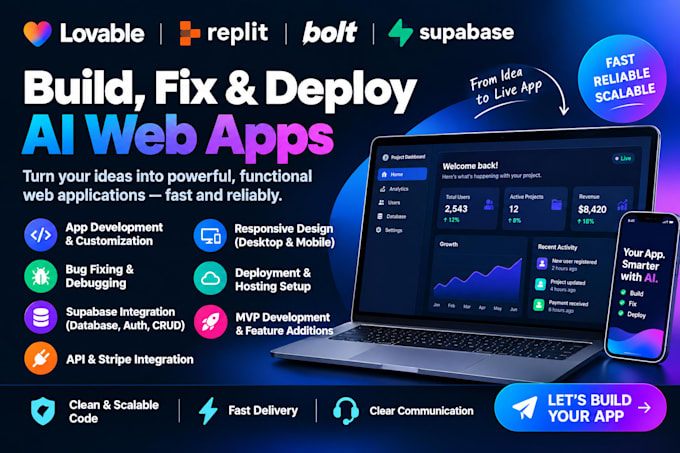 build fix deploy lovable ai websites replit apps bolt and supabase integrations