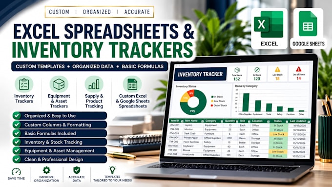 create excel spreadsheets and inventory trackers