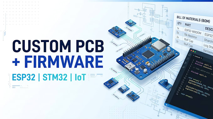 design esp32 stm32 pcb and develop embedded firmware