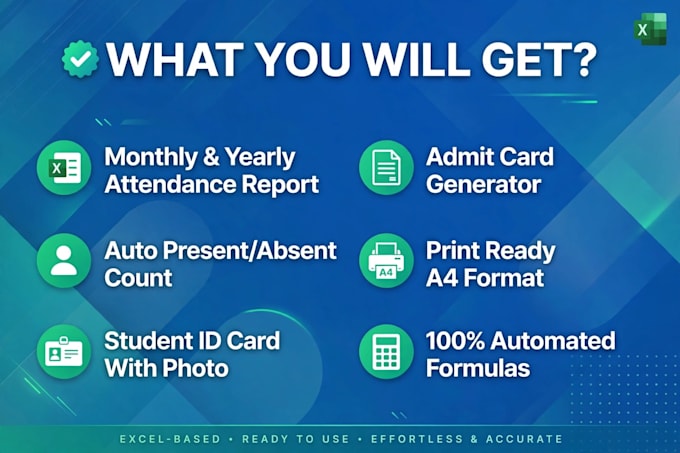 create automated school attendance sheet and id card in excel