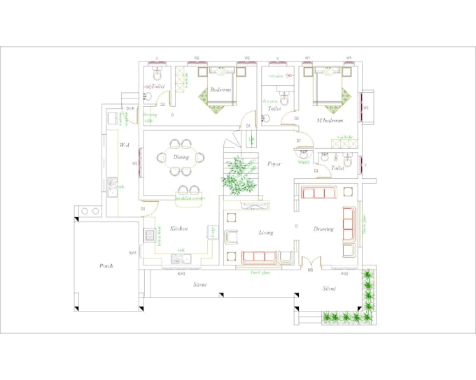 draft auto cad 2d floor plans and architectural drawings