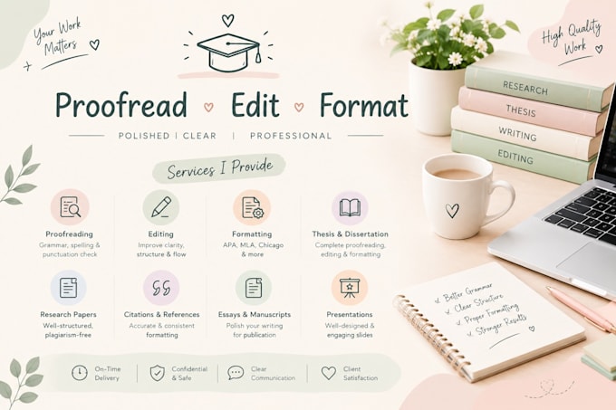 proofread, edit, and format your thesis, dissertation, and research paper