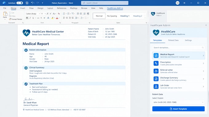 integrate healthcare software with microsoft office addins