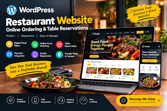 wordpress restaurant website with online ordering menu table reservations