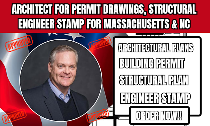 architect for permit drawing, structural engineer stamp for massachusetts, nc