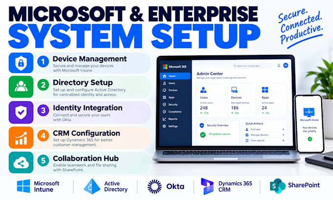 setup microsoft intune active directory okta dynamics 365 crm sharepoint admin