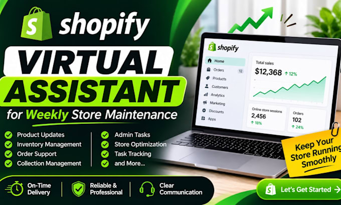 shopify virtual assistant for weekly store maintenance shopify manager