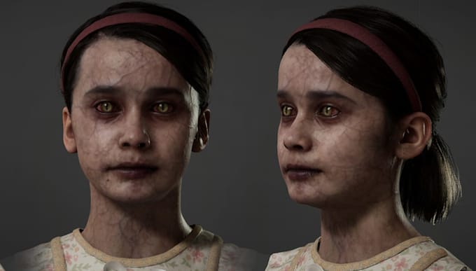 model realistic 3d vampire character for game and animation, pbr texture, maya