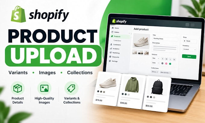 upload shopify products with variants, and images