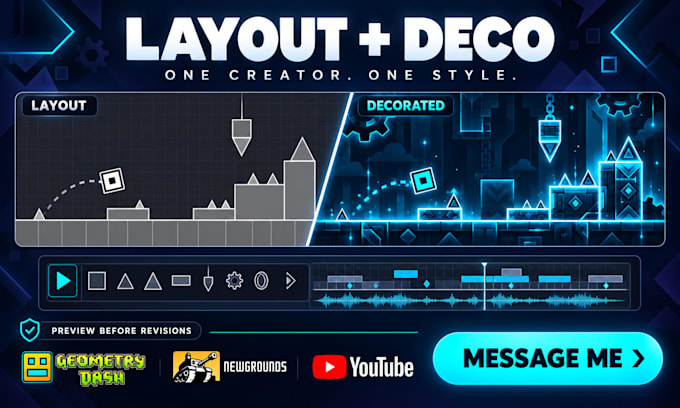create a synced geometry dash layout and decorate it to feature quality