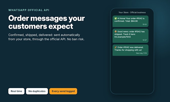 set up whatsapp official API order notifications for your store