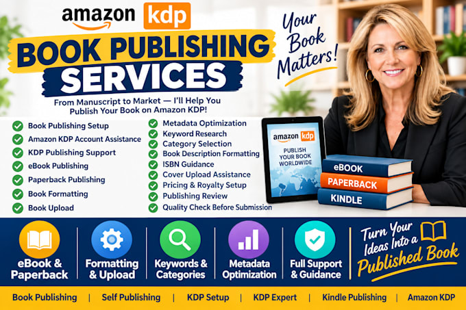 book publishing, self publishing, KDP setup, KDP expert, kindle publishing, KDP