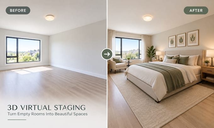 transform empty rooms to realistic 3d virtual staging