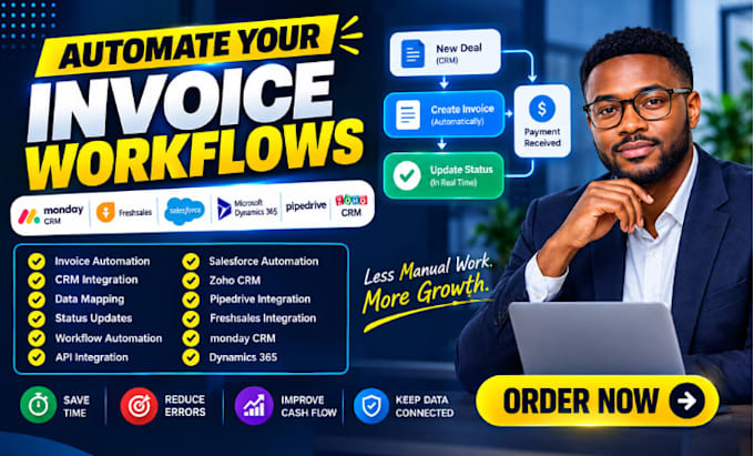 automate invoice workflows with monday CRM, freshsales, salesforce