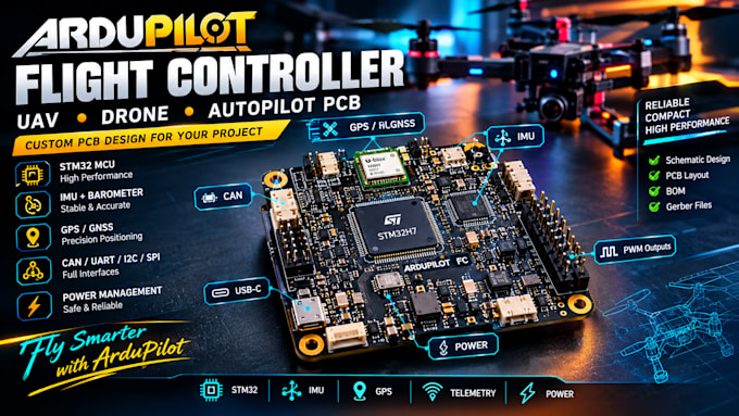 design ardupilot flight controller pcb for drone uav imu gps hardware embedded