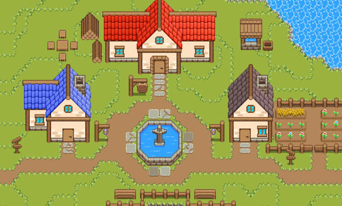 do 2d top down pixel art tileset tilemap game assets rpg maker mz vx ace