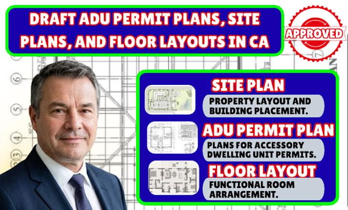 draft adu permit plans, site plans, and floor layouts in ca