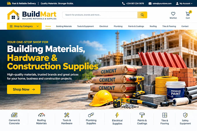 design building materials shopify hardware store construction supplies website