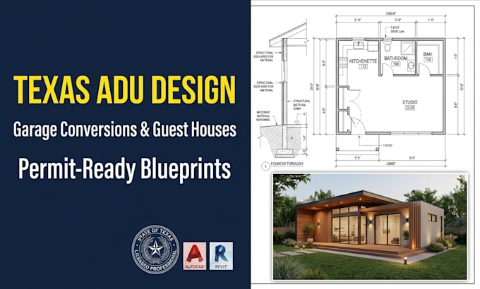 design texas adu guest house and garage conversion plan