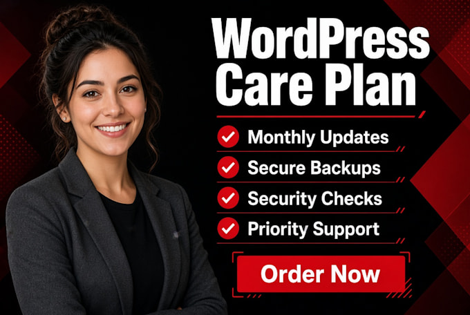 provide monthly wordpress website care plan, updates backups and security checks