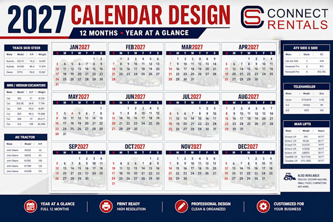 design a custom 2027 calendar, printable wall calendar