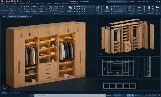do kitchen cabinets, casework, millwork, cut lists and cnc drawing using autocad