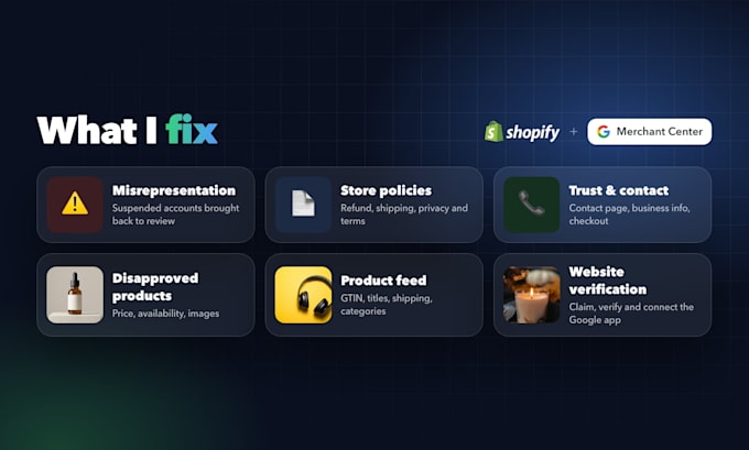 fix shopify google merchant center suspension and misrepresentation