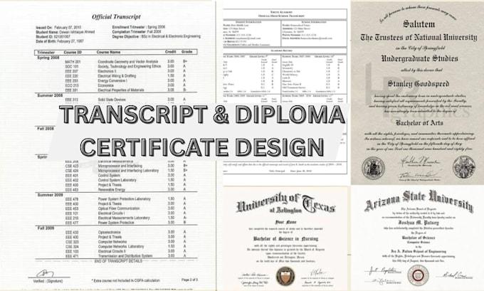 do college transcript design, high school, university ged diploma certificate