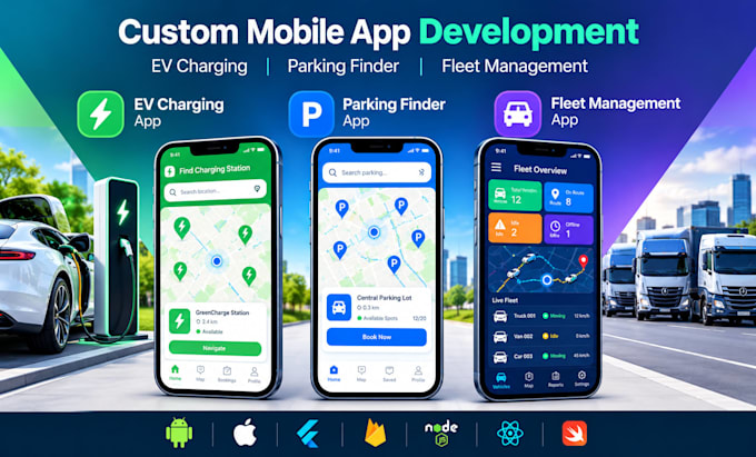 build software ev charing app parking finder app fleet management app