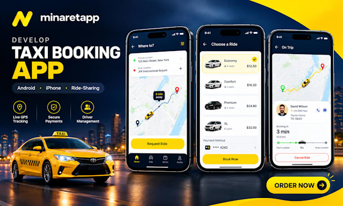 develop a taxi booking app ridesharing app for android and iphone