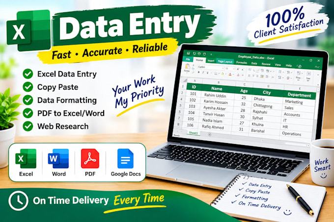 do accurate data entry and bengali typing