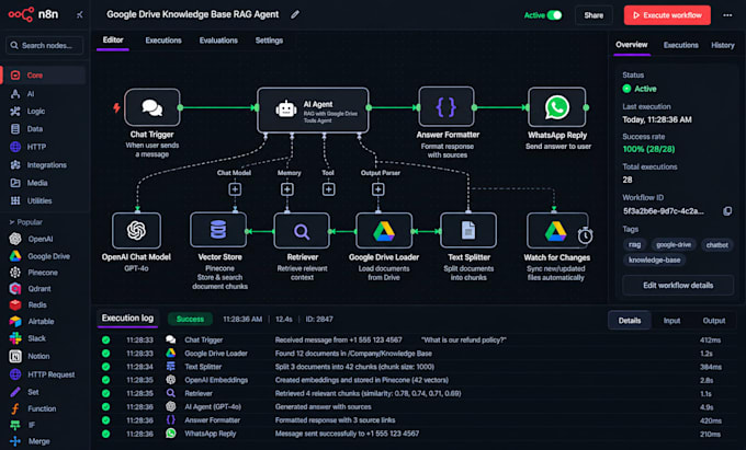 build n8n rag ai agent google drive knowledge base chatbot