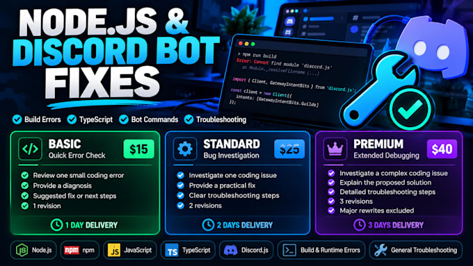troubleshoot nodejs and discord bot errors