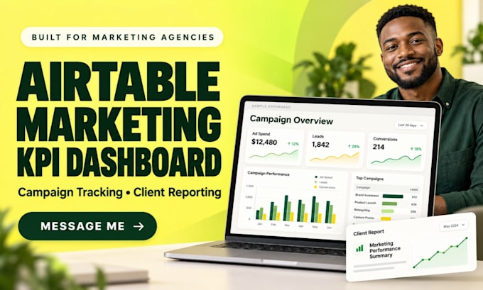 build airtable marketing KPI dashboard and client reporting system