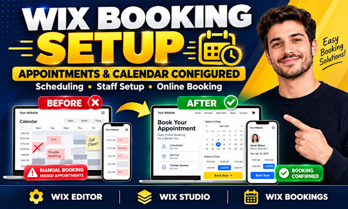 set up wix booking, appointment scheduling, booking calender services classes